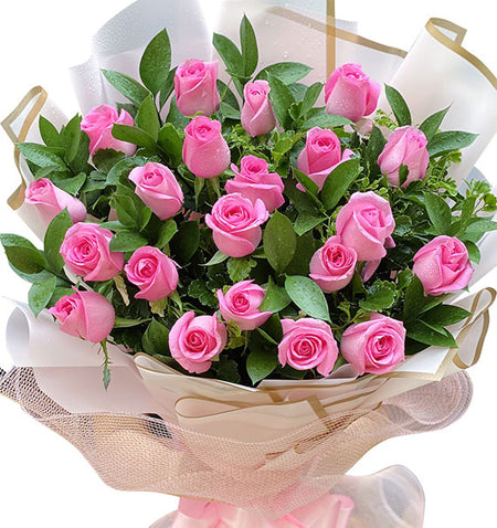 24 Pink Roses Bouquet Vietnamese Flowers