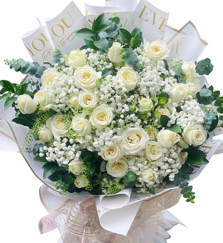 24 White Roses Bouquet For Mom Vietnam
