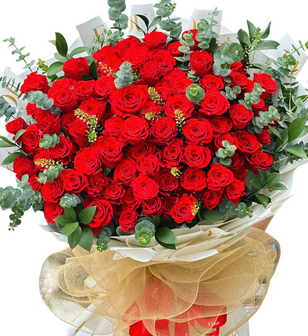 48 Red Roses Bouquet Vietnamese Flowers