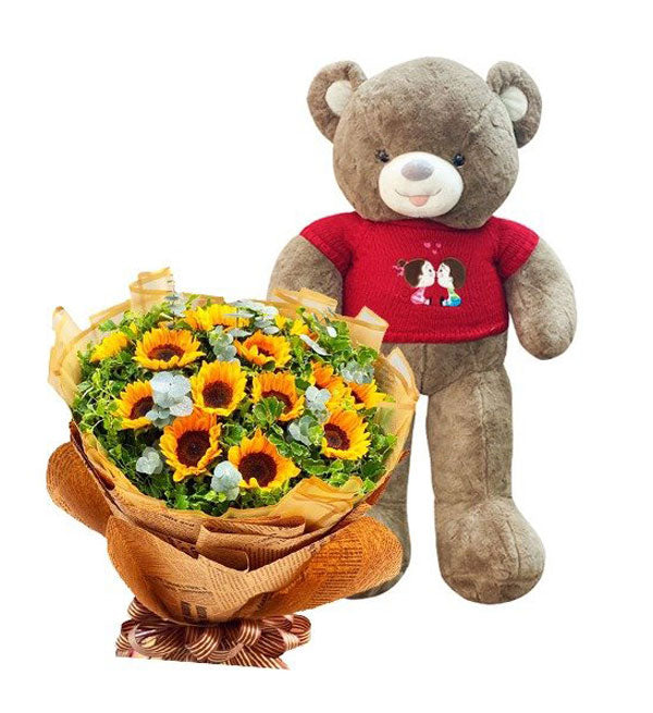 Teddy Bear And Flowers 02 - Vietnamese Flowers