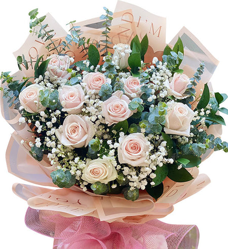 12 peach roses for valentine