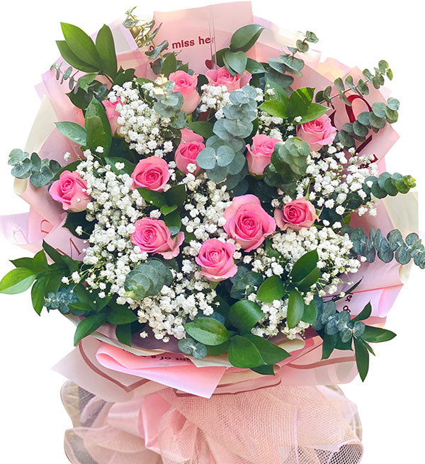 12 pink roses for valentine