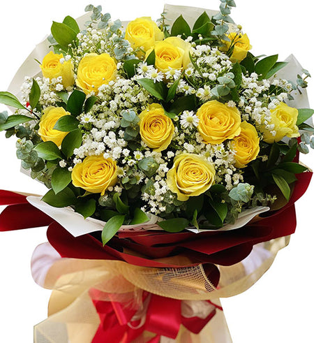 12 Yellow Roses Bouquet For Mom Vietnam