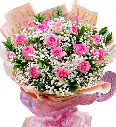 18 Pink Roses For Valentine - Vietnamese Flowers