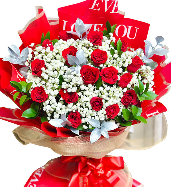 18 red roses for valentine