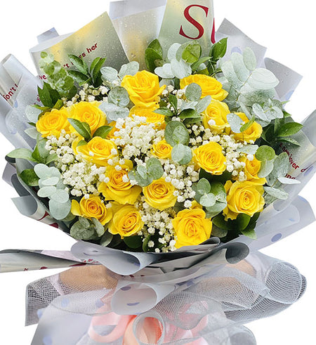 18 Yellow Roses Bouquet Vietnamese Flowers