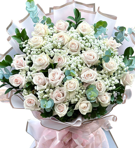 24 Peach Roses Bouquet Vietnamese Flowers