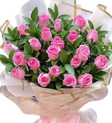 24 Pink Roses Bouquet Vietnamese Flowers