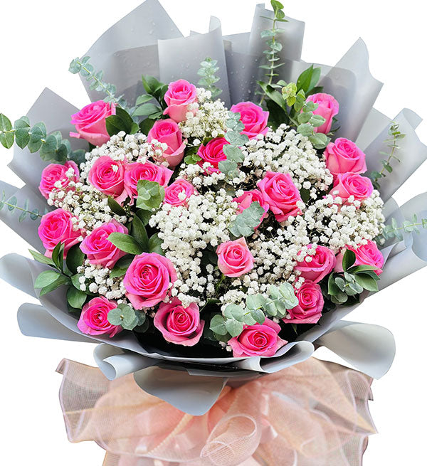 24 pink roses for valentine