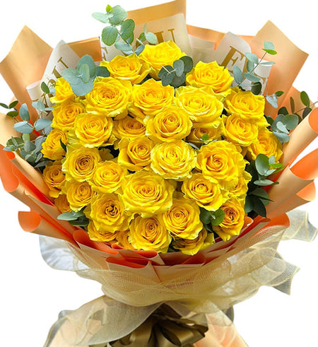 24 Yellow Roses Bouquet Vietnamese Flowers