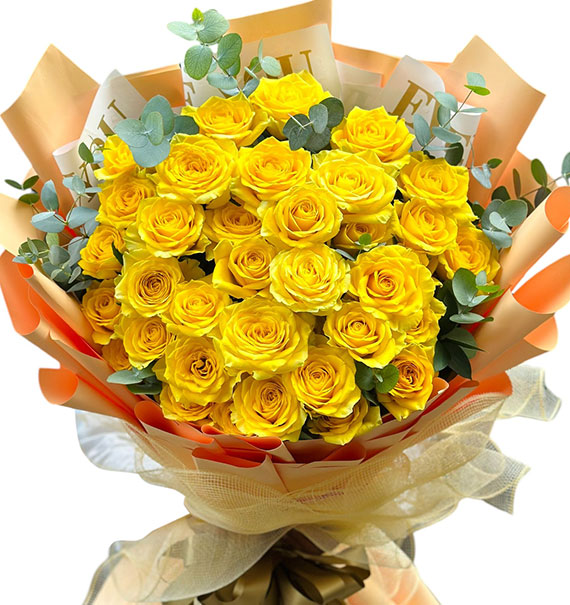 24 Yellow Roses Bouquet Vietnamese Flowers