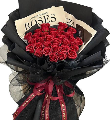30 red waxed roses for valentine