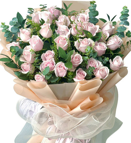 36 Peach Roses Bouquet Vietnamese Flowers