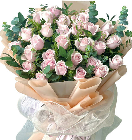 36 Peach Roses Bouquet Vietnamese Flowers