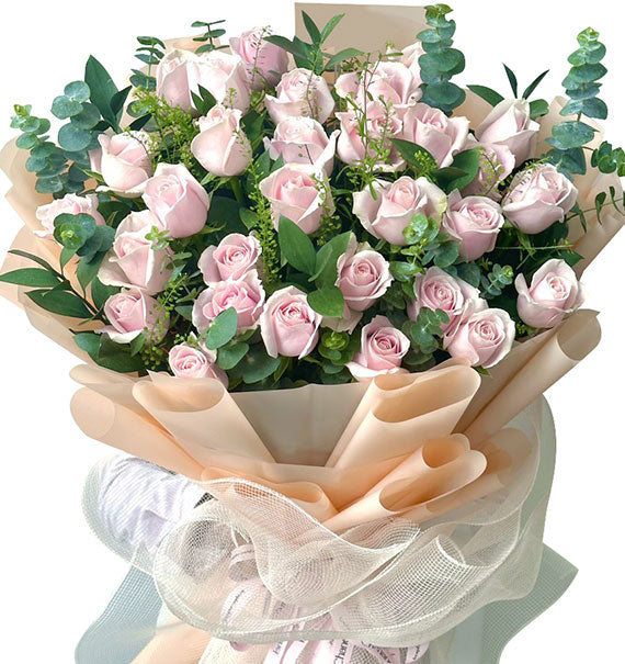 36 Peach Roses Bouquet Vietnamese Flowers