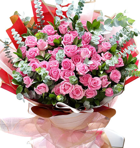 36 Pink Roses Bouquet Vietnamese Flowers