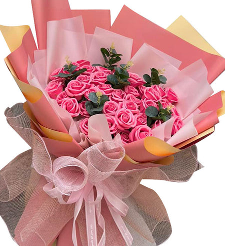 36 pink waxed roses for valentine