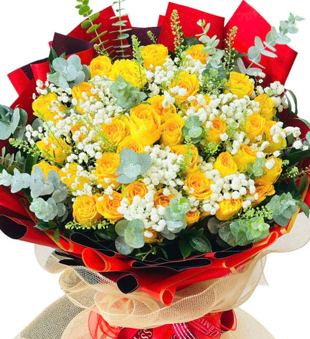 36 Yellow Roses Bouquet Vietnamese Flowers