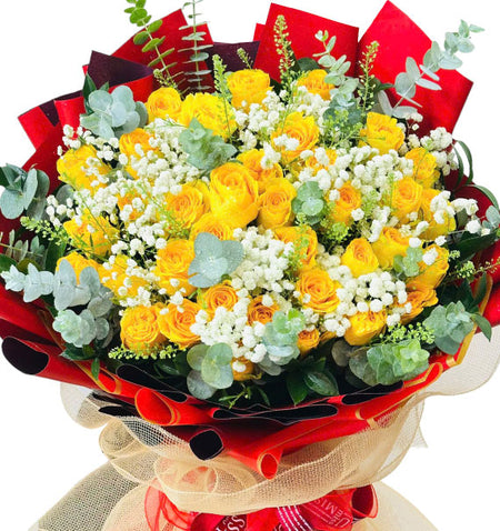 36 Yellow Roses Bouquet Vietnamese Flowers