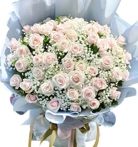 48 Peach Roses Bouquet Vietnamese Flowers