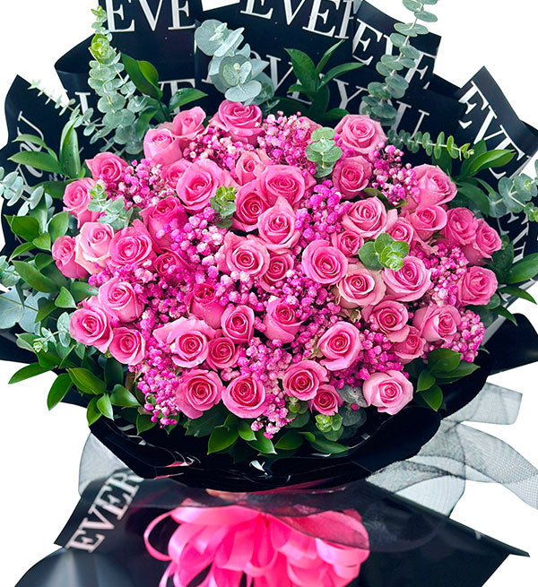 48 pink roses for valentine