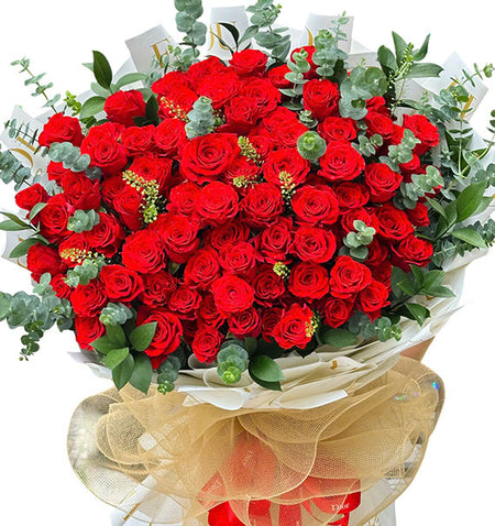 48 Red Roses Bouquet Vietnamese Flowers