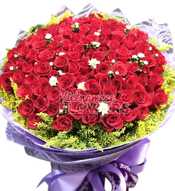 99 Red Roses Bouquet 03 - Vietnamese Flowers
