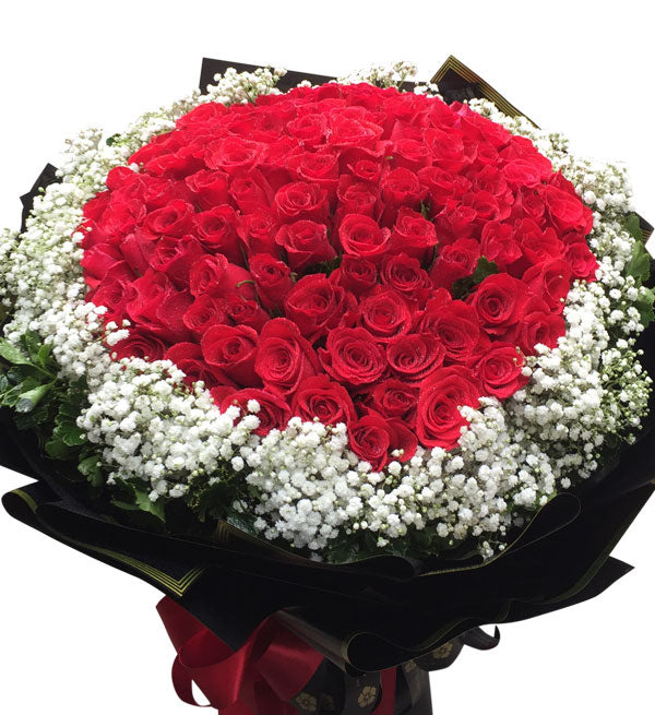 99 Red Roses Bouquet - Vietnamese Flowers