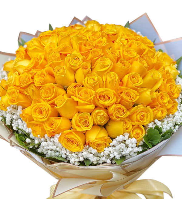 99 Yellow Roses Bouquet - Vietnamese Flowers