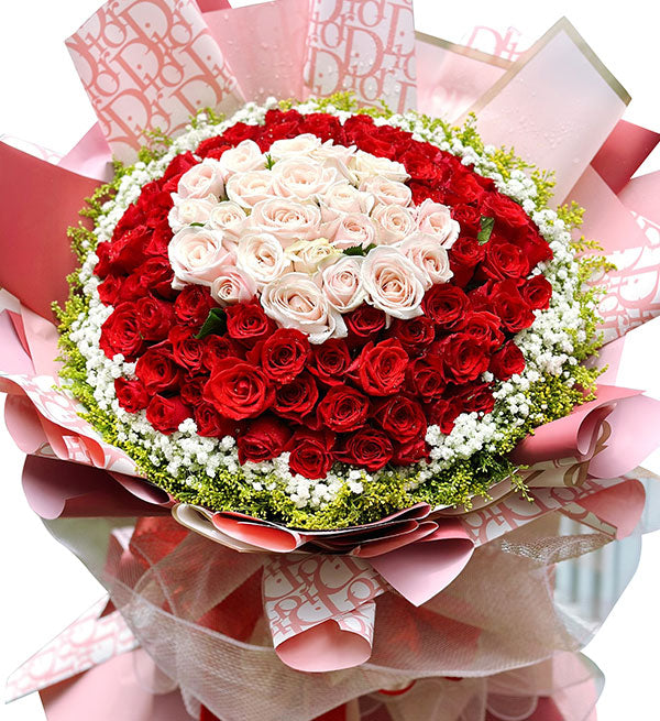 99 mixed roses for valentine