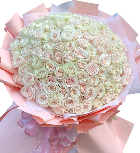 99 Peach Roses Bouquet Vietnamese Flowers