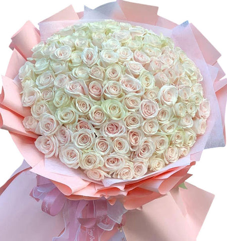 99 Peach Roses Bouquet Vietnamese Flowers