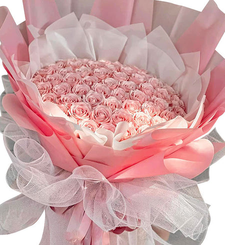 99 Peach Waxed Roses For Valentine - Vietnamese Flowers