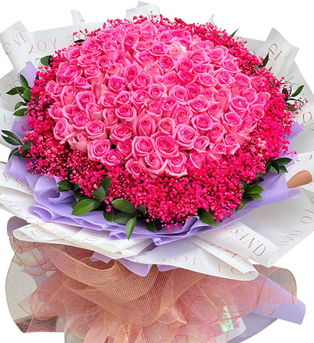 99 Pink Roses Bouquet Vietnamese Flowers