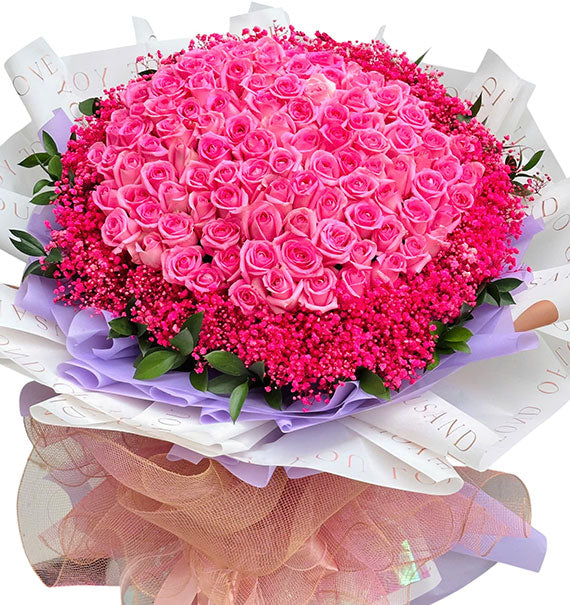99 Pink Roses Bouquet Vietnamese Flowers