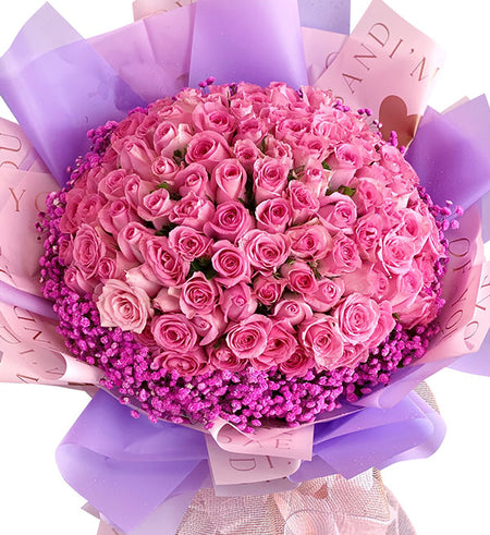 99 pink roses for valentine