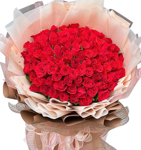 99 Red Roses Bouquet Vietnamese Flowers