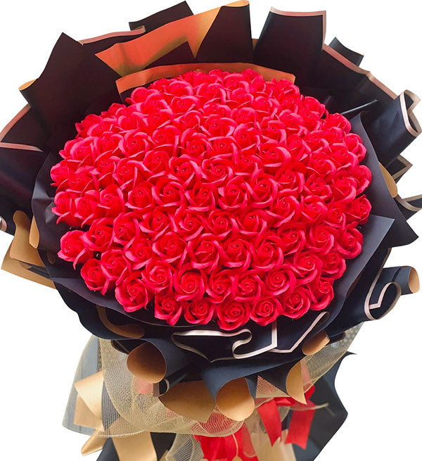 99 red waxed roses for valentine