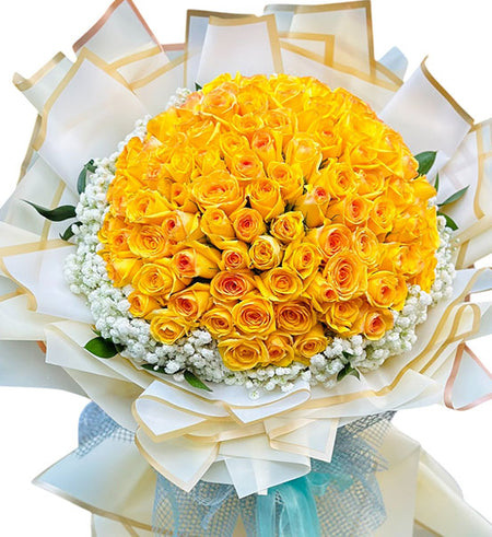 99 Yellow Roses Bouquet Vietnamese Flowers