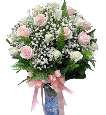 Charming Pink Roses in Vase Vietnamese Flowers