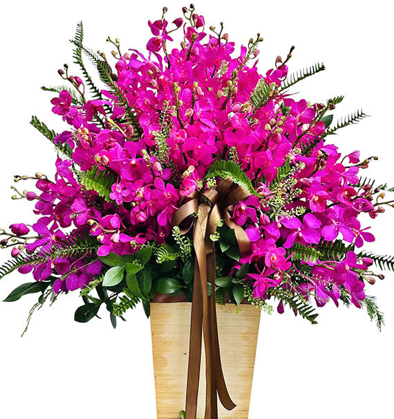 Elegant Purple Mokara Basket Vietnamese Flowers