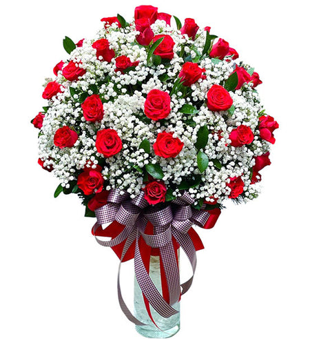 Luxury Red Roses In Vase Vietnam