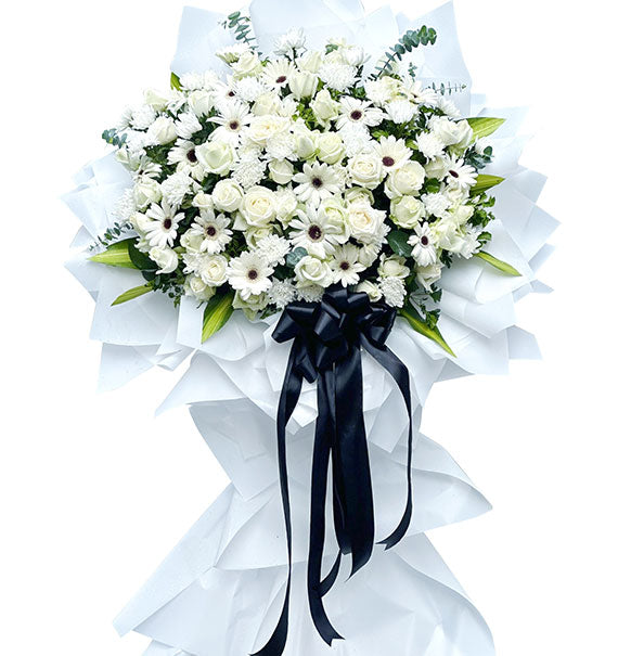 Pure White Funeral Standing Sprays Vietnam