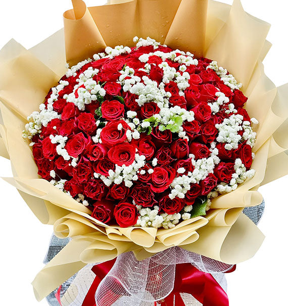 Romantic Red Rose Bouquet For Wife Vietnamese Flowers
