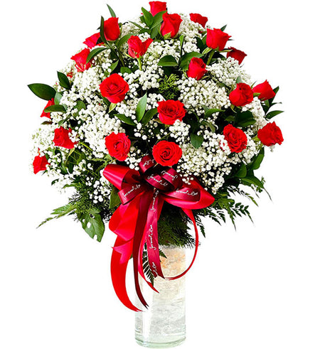 Timeless Love Roses in Vase Vietnamese Flowers