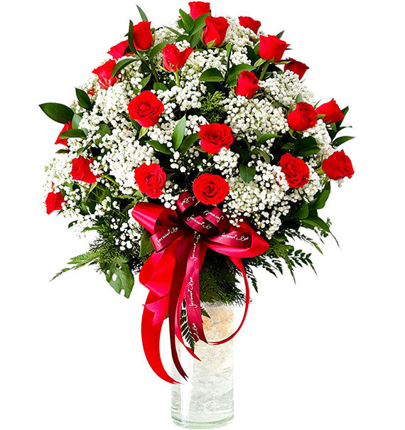 Timeless Love Roses in Vase Vietnamese Flowers