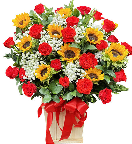 Warm Wishes Sunflowers Basket Vietnam