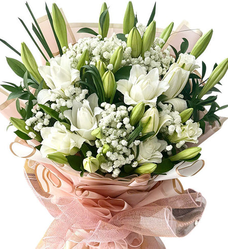 White Lilies Bouquet For Mom Vietnam