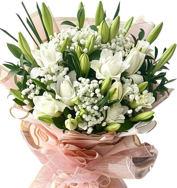 White Lilies Bouquet For Mom Vietnam