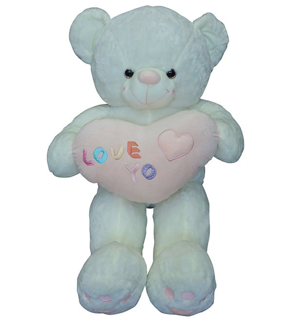 white teddy bear love yo heart